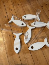 Fische Tisch Deko Holz Reagenzglashalter