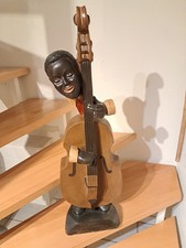 Holzfigur Jazz Kontrabass Deko