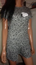 Peanuts Sommer Snoopy Nachtwäsche Snoopy-Pyjama 2Teiler grau  Gr 40