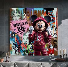 LEINWAND BILD ER BIS 140x140x5 BUNTE POP-ART-COLLAGE MICKY-MAUS GRAFFITI URBAN