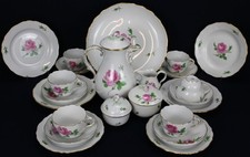 23x Meissen Porzellan Rote Rose Kaffeeservice 6 Personen Kaffee Service Antik