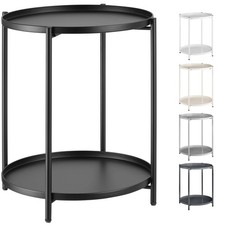 Metall Beistelltisch rund 2 Ebenen Tabletttisch Couchtisch Sofatisch Ø45,5xH53cm