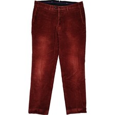 Hiltl 52 L32 Jeans Hose Weinrot Herren Chino Cord Straight Leg Stretch 36/32 W36