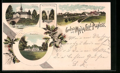Lithographie planegg schloss - planegg,,
