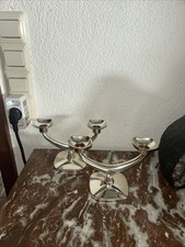  2 Leuchter, Kandelaber Kerzenständer 2-armig  versilbertes Metall  Floreat