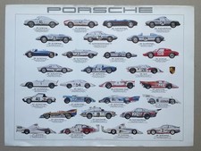 orig. Plakat Poster Porsche Rennwagen Familie 1977 vom Porsche 550 bis 911 RSR