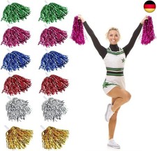 RMENOOR 12 Stücke Cheerleading Pompons 6 Farben Cheerleader Puschel mit Griffen 