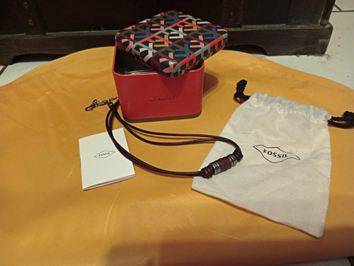 Fossil leder halskette - fossil, mit