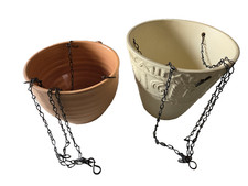 Hängetopf Bumenampel Übertopf 2 Stück Keramik mit Kette Durchmesser ca. 17 cm