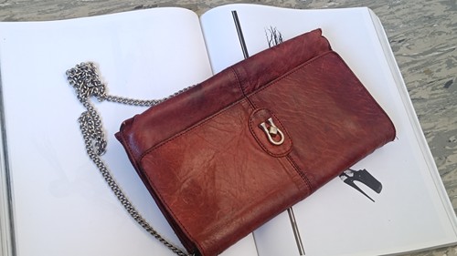Vintage leder kupplung tasche - vintage,