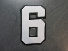 Zahl 6 Stoff Zahlen 10cm  weiß schwarz Aufbügeln Tricot Zahl  Aufnäher Bügelbild