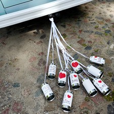 5 Blechdosen weiß Autodekoration Hochzeitsauto Autoschmuck Büchsen