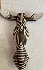 Maske Wandbild bis 50 cm Holz Zebra Wand  Deko Safari Skulptur Afrika