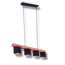 Balken Pendelleuchten 4 mehrflammig mit Holz für Esszimmertisch über Esstisch