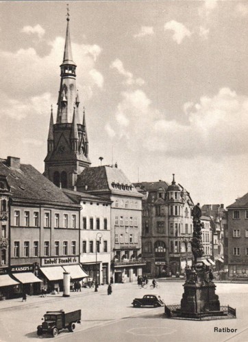 Ratibor marktplatz rathaus - ak,