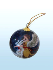 Weihnachtsschmuck, Christbaum-Ornament, Kugel, Engelmotiv, Glas, Originalbox