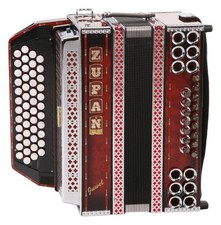 Zupan Juwel Harmonika 48 Diskantknöpfe 16 Bass Akkordeon Shadow Rot inkl. Koffer