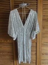 H&M Kleid Pailletten Silber