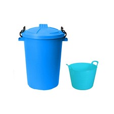 50L Abfalleimer + 20L Flexi Eimer Haus Garten Garage Pferdestall Himmelblau