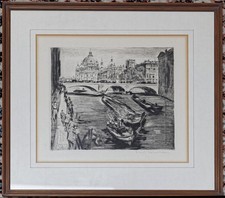 Paul Paeschke Grafik Radierung? BERLIN SPREE Nikolaiviertel Hedwigskathedrale