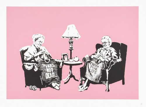 Banksy grannies 2006 knitting - grannies,