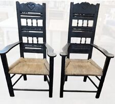 2 Stück Worpsweder Hochzeitsstühle Binsenstuhl Holz geschnitzt ANTIK Reenactment