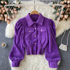 Damen Kord Kurze Jacke Mantel