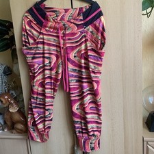 ✨✨ Reebok Damen Capri Leggings Hose Lässig Verrückt Ausgefallen Pink Gelb Tasche