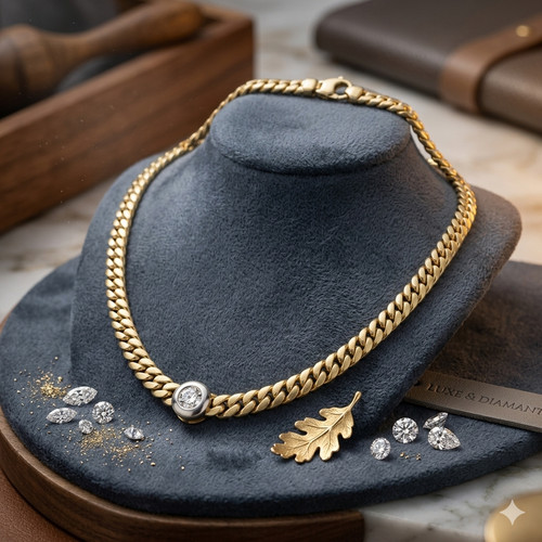 585 gold collier panzerkette - 585,