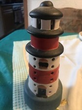 Leuchtturm Windlicht aus Keramik ca. 20 cm H, 9 cm D unten, 5 cm Oben