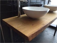 Waschtischplatte Eiche vollmassiv Echtholz Massivholz Badmöbel Waschtischanlage