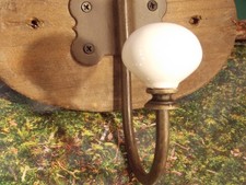 2 Wand Garderoben Kleider Haken antik Holz Porzellan Kopf weiß HBT 13,5x14,5x9,3