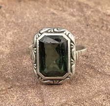 Art Déco 835 Silberring grüner Spinell RG 57 (S 6973)