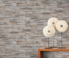 3D Steintapete Braun Schwarz