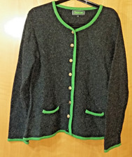 Damen Trachtenweste Gr. 42, dunkelgrau, grün abgesetzt, 50% Wolle, Strickweste