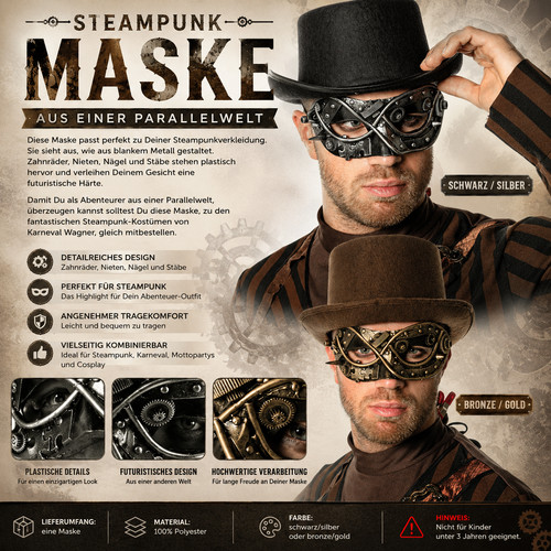 Steampunk maske schwarz - maske,