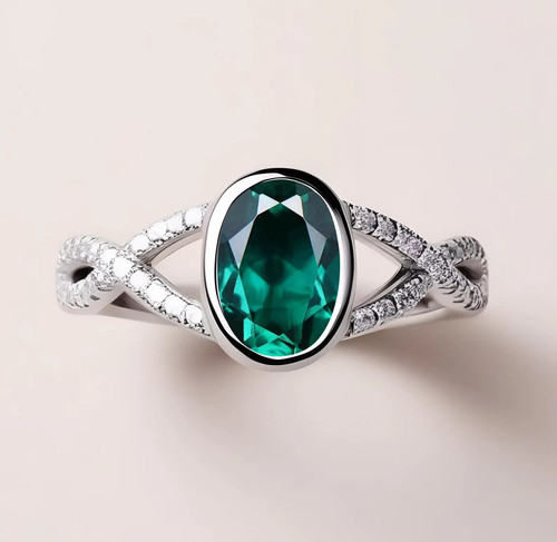 Oval smaragd verlobungsring - oval,
