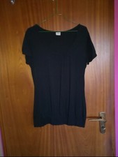 Esprit T-Shirt Shirt Tiefer Ausschnitt Basic Schlicht Crash Optik Bund Falten XL