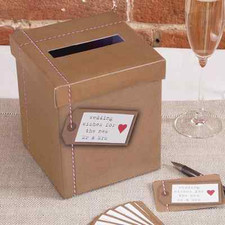 Briefbox / Geschenkbox - Gästebuch Hochzeit 'Vintage' braun 15 x 15 x 17 cm