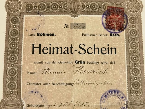 Land böhmen heimat schein - böhmen,,