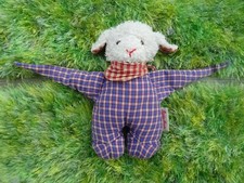 🐝  Käthe Kruse Schaf Lamm Vintage Frottee Kariert Stofftier Kuscheltier Rassel