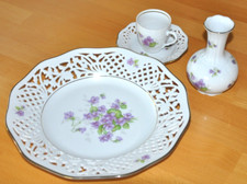 Mocca/Espresso  Gedeck Durchbruch Porzellan von Schumann + zugehöriger Vase