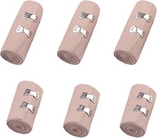 Strehknewen 6 Stück Elastische Bandage mit Metallclips – Kompressionsbinde, Fixi