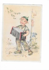 K644 AK Glückwunsch Kind Junge mit Harmonika  gelaufen 1956