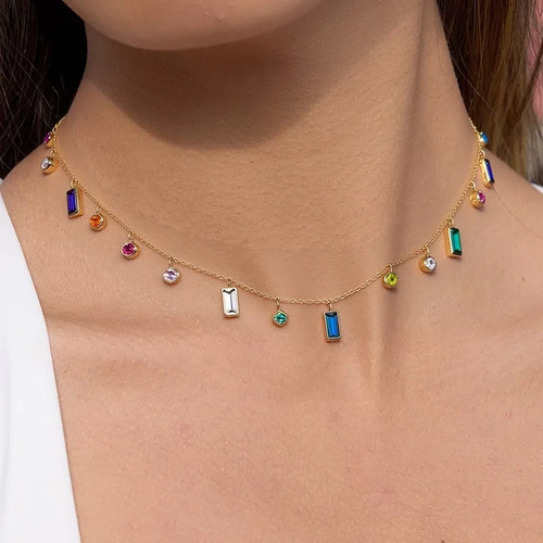Bunte zirkonia choker kette - zirkonia,