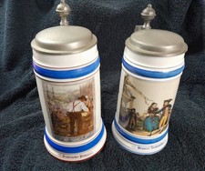 Bierkrug mit Zinndeckel, Dinkelacker,  2 Stück