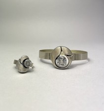 " DESIGNER KARL LAINE " Finnland Ring + Armreifen 925 Silber Bergkristall Set