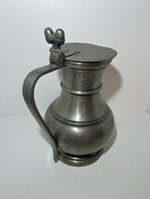 95% 1kg Zinnkrug, karaffe mit Deckel und Henkel, 2 Eicheln, guter Zustand, antik