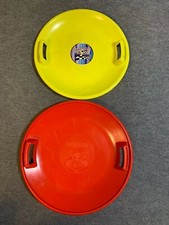 2 Schneerutscher#Rutschteller#roter Schneeteller(HAMAX)#Rodeltel gelb(SUPERSTAR)