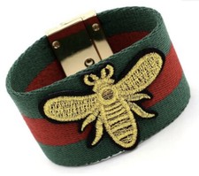 ARMBAND MASCHETTE BIENE GU?GRÜN*SCHARNIERVERSCHLUSS MassivGOLDFARB.*NEU*ca.4cm